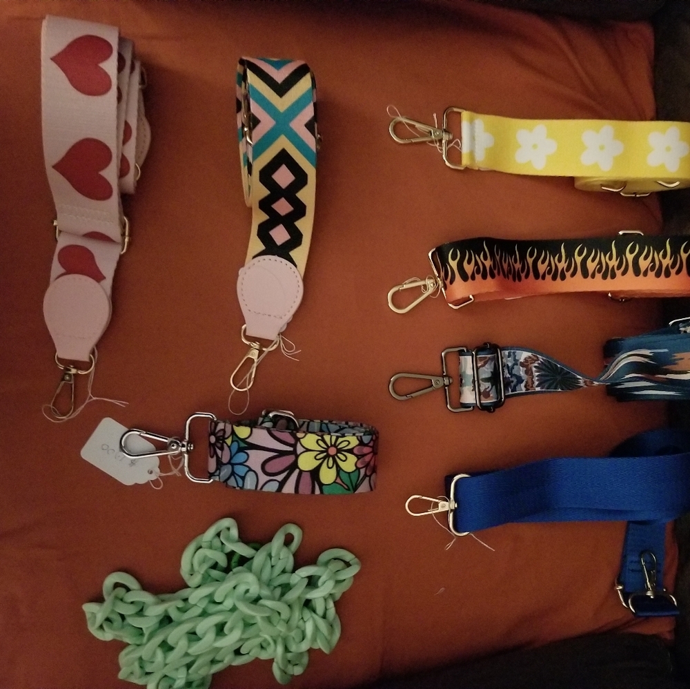 52in purse crossbody/shoulder guitar straps. They are adjustable. Multi colors.